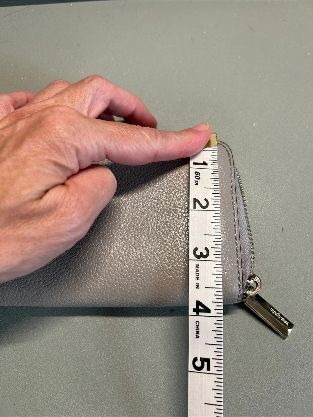 Leather Zipper Wallet Case - Gray